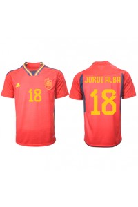 Spania Jordi Alba #18 Fotballdrakt Hjemme Klær VM 2022 Korte ermer